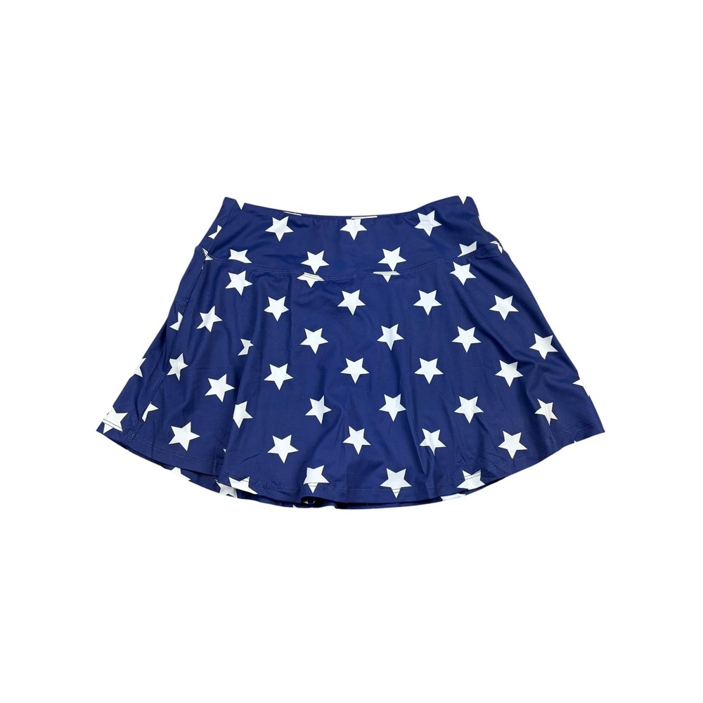 Pinspark Womens Navy Blue White Star Print Athletic Skort Tennis Golf Skirt S